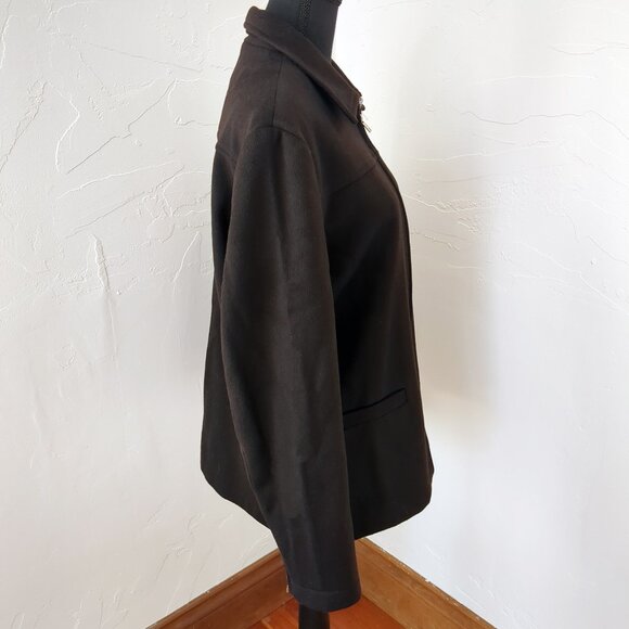 Vintage Wool Cashmere Angora Chocolate Brown Zip Mid-Weight Fall Coat Jacket - Picture 6 of 16